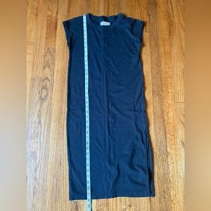 Everlane The Luxe Cotton Side-Slit Tee Dress Cap Sleeve Midi Black Size XXS